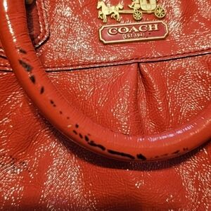 Coach Poppy Red/Orange Leather Women's Vintage Coach Madison Sabrina